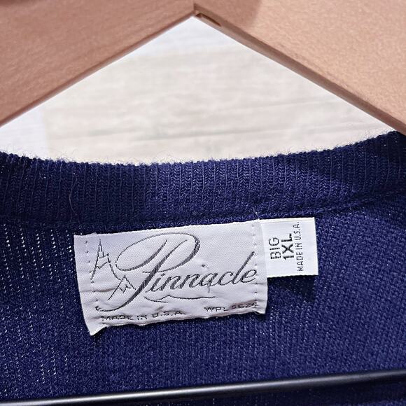 Pinnacle Vintage Orlon Acrylic Sweater Vest Navy Blue V Neck USA Mens Big 1X 1XB - Picture 5 of 6